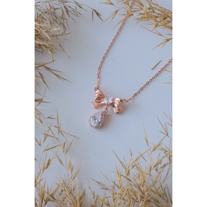 Fiyonk Damla Rose 925 Gümüş Kolye