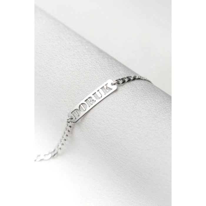 Gümüş Kişiye Özel İsim Bileklik 