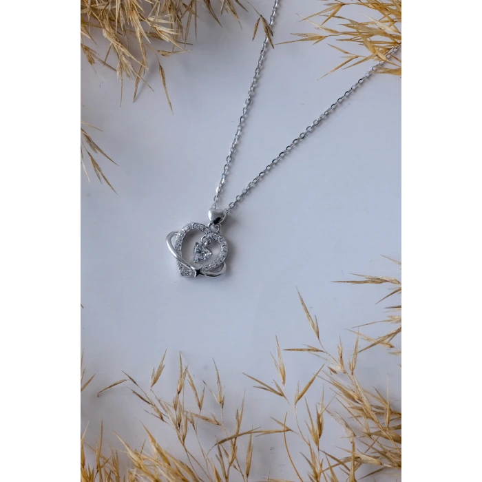 Kalp&Satürn Silver 925 Gümüş Kolye