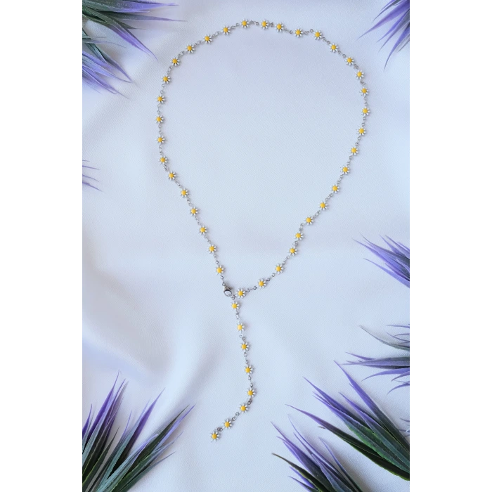 Y Papatya Silver Çelik Kolye