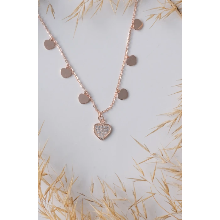 Kalp Charm Rose 925 Gümüş Kolye