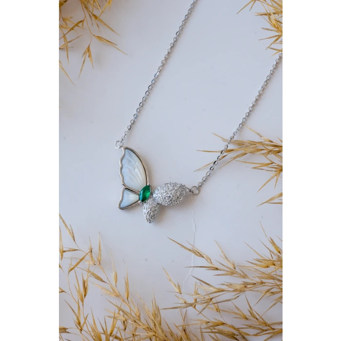 Becrux Kelebek Silver Gümüş Kolye 