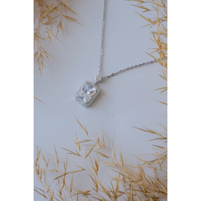 Baget Taş Silver 925 Gümüş Kolye