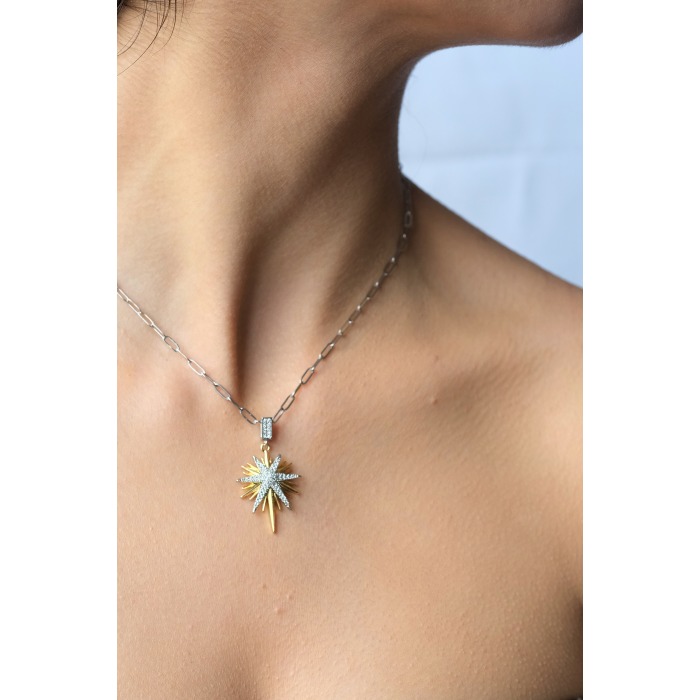 Ataç Zincir Kutup Yıldızı Silver Çelik Kolye