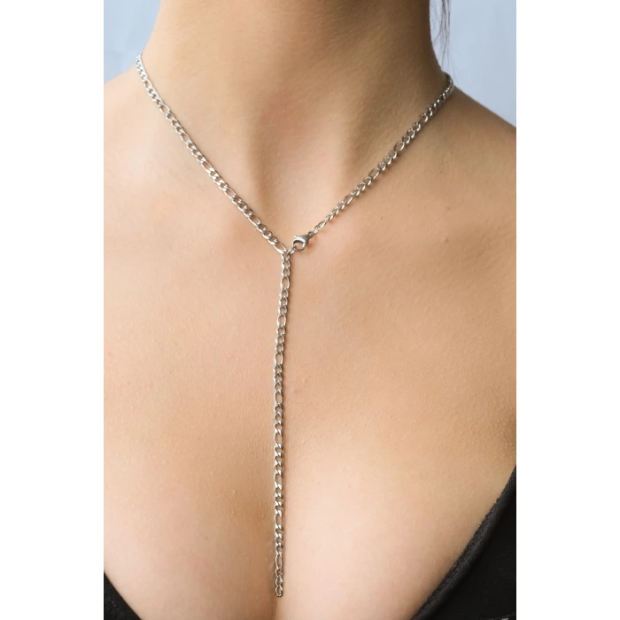 Y Figaro Silver Çelik Kolye 