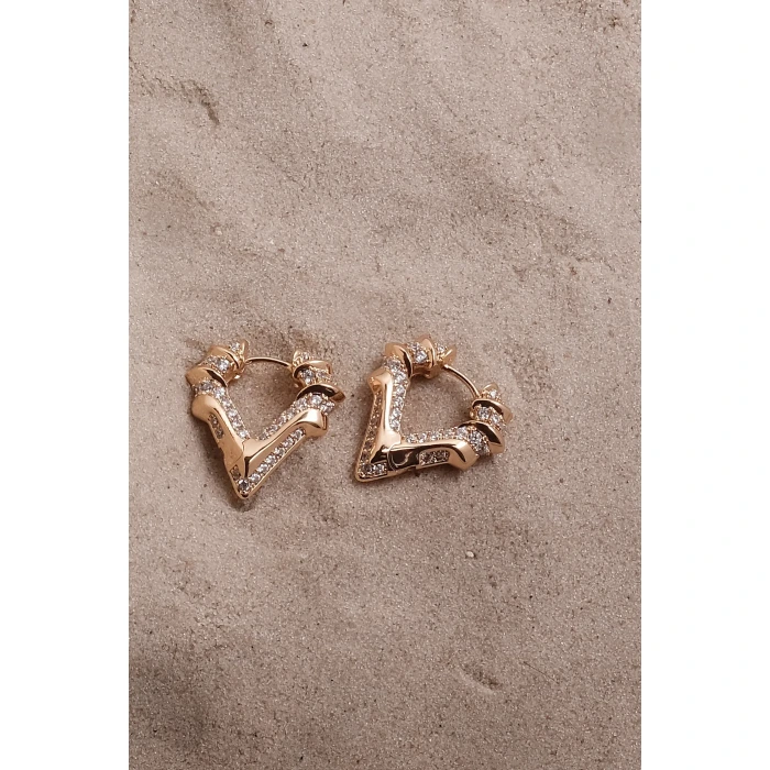 Kalp Taş Detaylı Rose Xuping Küpe 