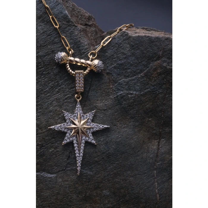 Sirius Gold Kanca Detaylı Çelik Kolye