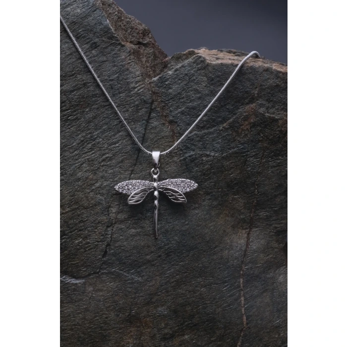 Yusufcuk Taş Detaylı Silver Çelik Kolye