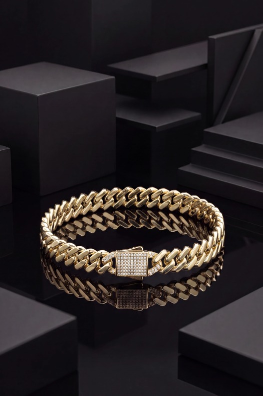 Gurmet Taşlı Kilit Sistemi -14k Gold Renk Kaplama