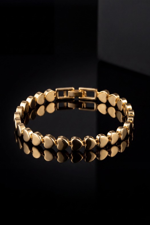 Bella Heart Kalp Motifli Bileklik-14k Gold Renk Kaplama