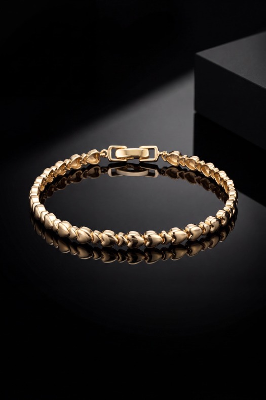 Dolce Heart Kalp Zincir Bileklik-14k Gold Renk Kaplama