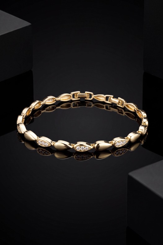 Lumiere Drop Zirkon Taşlı Bileklik-14k Gold Renk Kaplama
