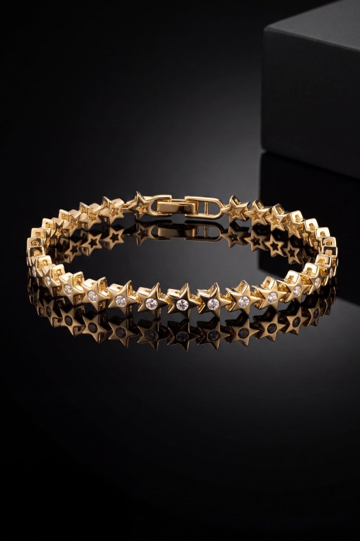 Celestial Star Zirkon Taşlı Bileklik-14k Gold Renk Kaplama