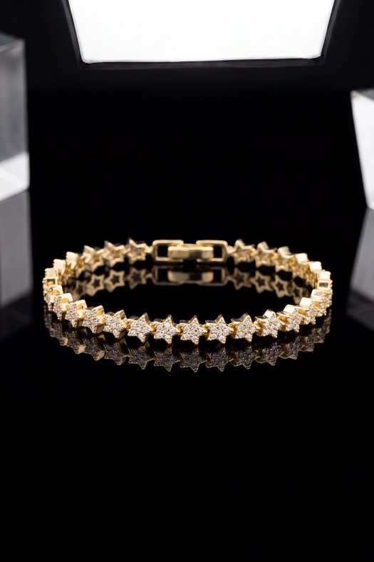 Astral Star Işıltılı Kadın Bileklik-14k Gold Renk Kaplama