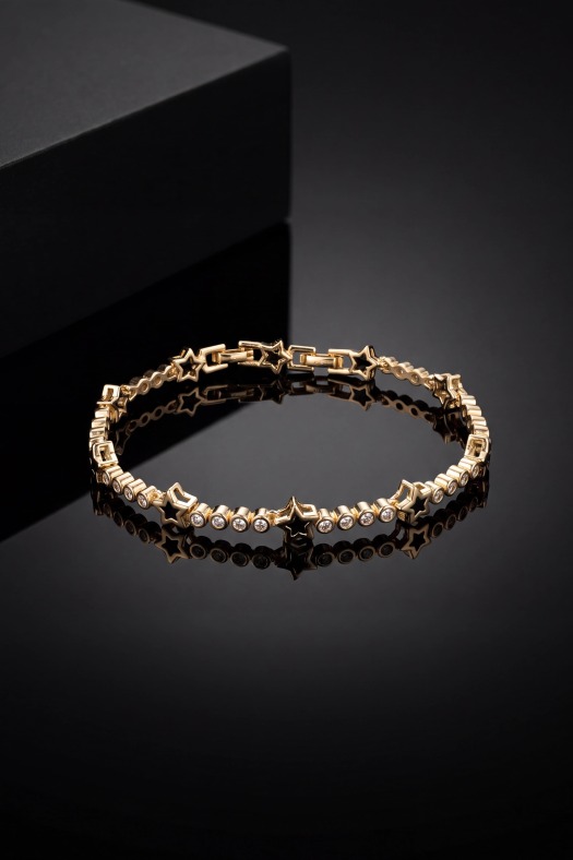 Astral Line Su Yolu Yıldızlı Bileklik-14k Gold Renk Kaplama
