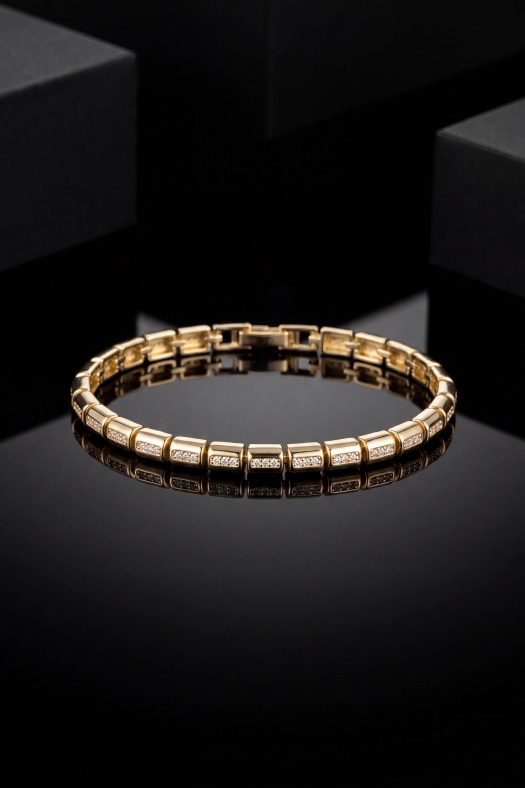 Tube Luxe Işıltılı Kadın Bileklik-14k Gold Renk Kaplama