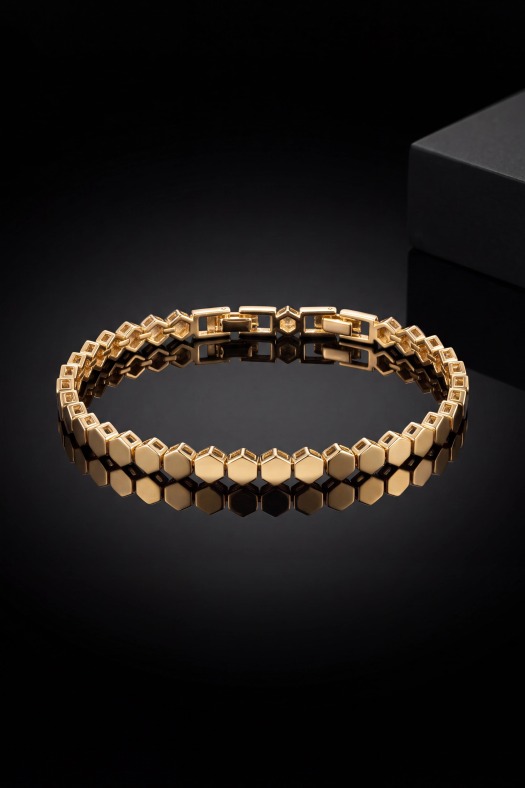 Honeycomb Luxe Kadın Bileklik-14k Gold Renk Kaplama