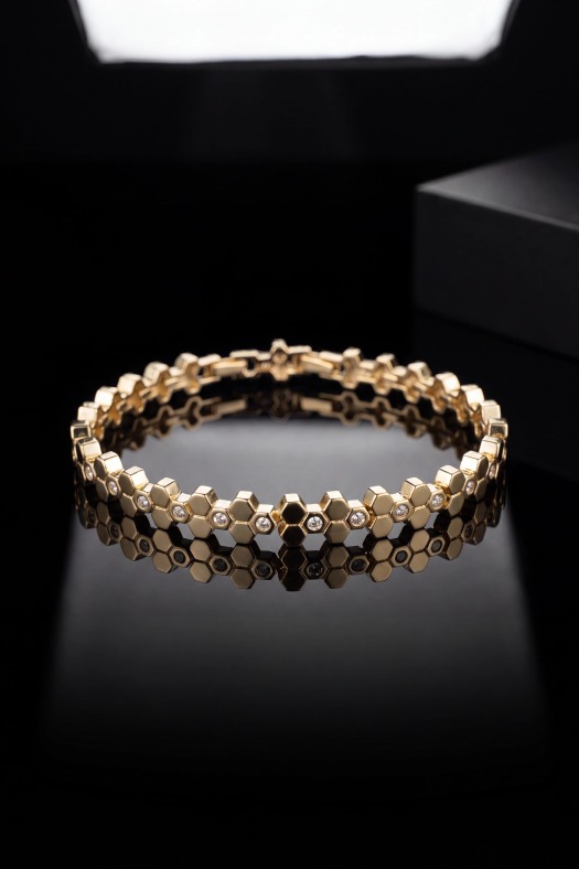 Honeycomb Grace Işıltılı Kadın Bileklik-14k Gold Renk Kaplama